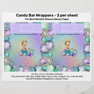 Prospectus 21,6 Cm X 24,94 Cm Bijoux Baby shower sirène Candy Bar Wrappers