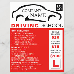 Prospectus 21,6 Cm X 24,94 Cm Black Car Logo, Driving School, Instructor Advert