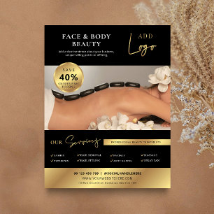 Prospectus 21,6 Cm X 24,94 Cm Black & Gold Beauté Spa Salon Services Marketing