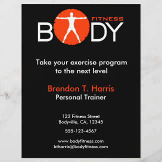 Prospectus 21,6 Cm X 24,94 Cm Black Orange et Blanc Corps Madness Fitness Flyers