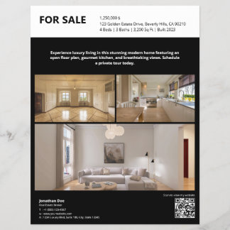 Prospectus 21,6 Cm X 24,94 Cm Black Real Estate Property Listing Flyer