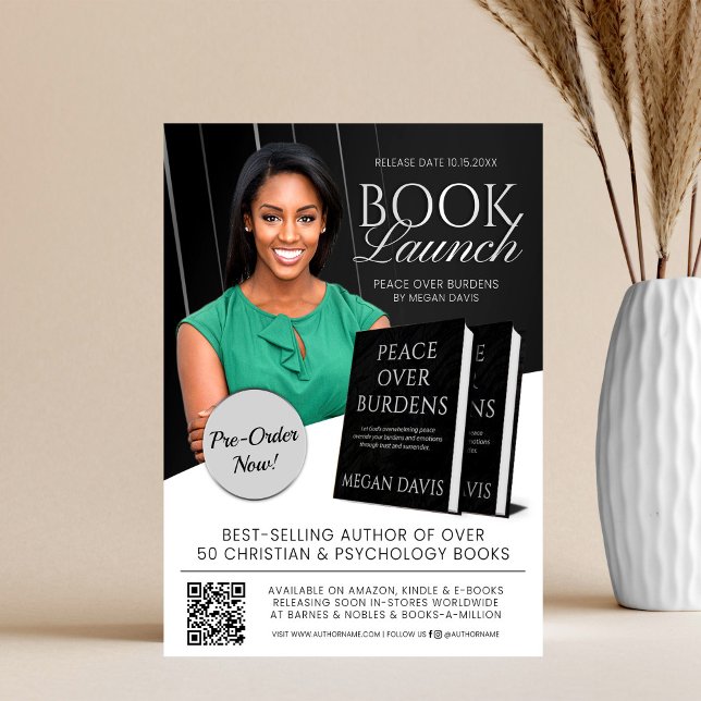 Prospectus 21,6 Cm X 24,94 Cm Black & White Book Launch Release Promotional (Créateur téléchargé)