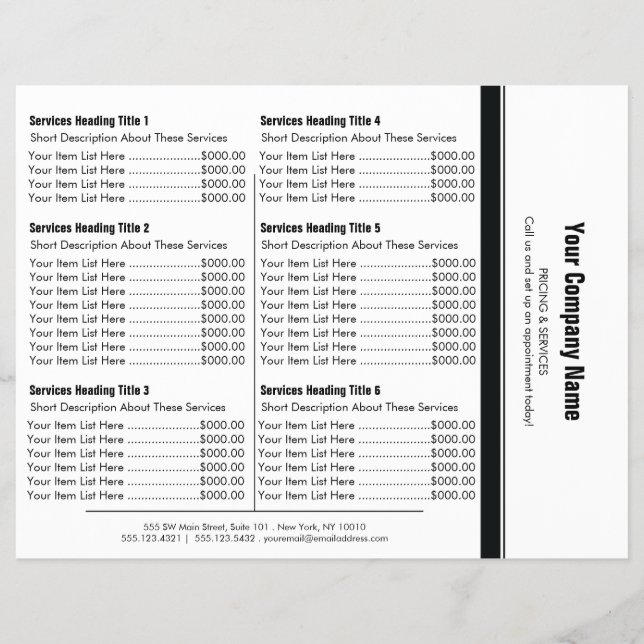Prospectus 21,6 Cm X 24,94 Cm Blanc noir simple tarif frontière 6 (Devant)