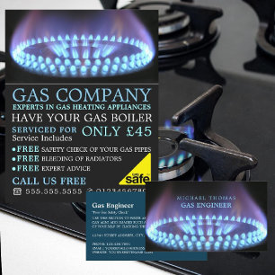 Prospectus 21,6 Cm X 24,94 Cm Bleu Gas Ring, ingénieur en gaz et publicité pour