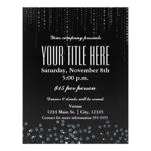 Prospectus 21,6 Cm X 24,94 Cm Bling Sparkle Elegant Glamor Event Flyer Poster