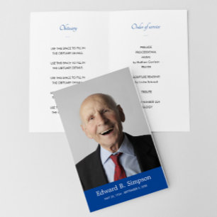 Prospectus 21,6 Cm X 24,94 Cm Blue Celebration of Life Photo Funeral Program