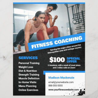 Prospectus 21,6 Cm X 24,94 Cm Blue Personal Trainer and Fitness Coaching Flyer