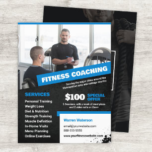 Prospectus 21,6 Cm X 24,94 Cm Blue Personal Trainer et Fitness Coaching Flyer