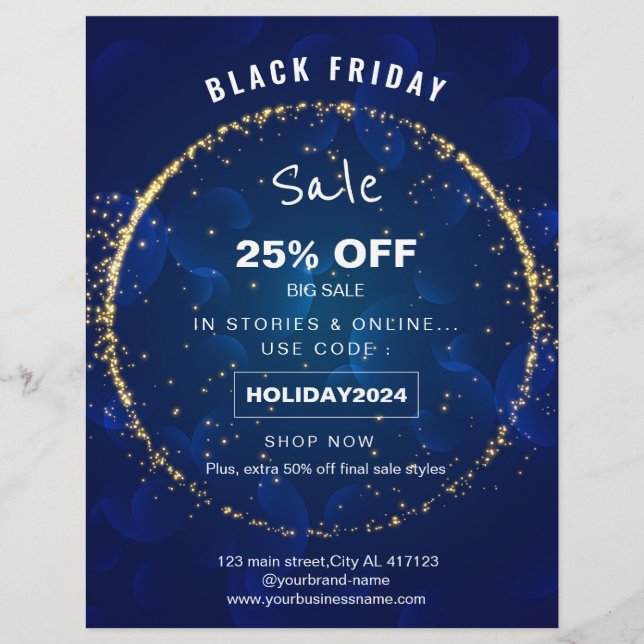 Prospectus 21,6 Cm X 24,94 Cm Blue Sparkles fêtes promotion de vente (Devant)