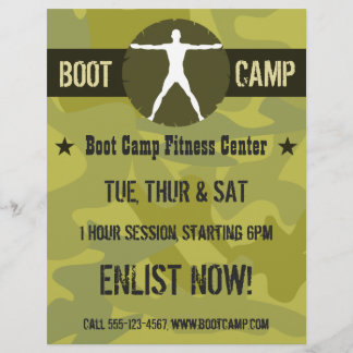 Prospectus 21,6 Cm X 24,94 Cm Body Madness Boot Camp Green Camo Fitness Flyers