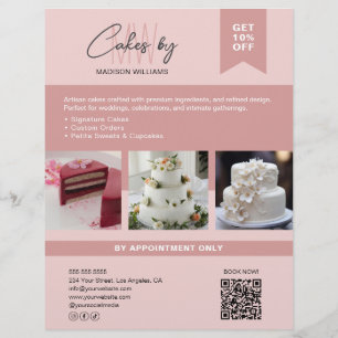Prospectus 21,6 Cm X 24,94 Cm Boulangerie Cake Custom Monogramme Logo Entreprise