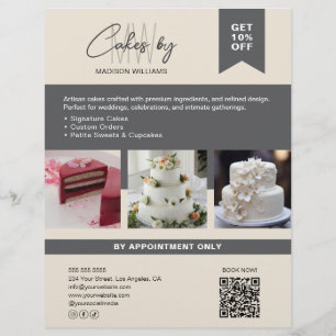 Prospectus 21,6 Cm X 24,94 Cm Boulangerie Cake Custom Monogramme Logo Entreprise