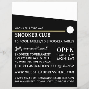 Prospectus 21,6 Cm X 24,94 Cm Boule Cue, Pool Club, Snooker Club Publicité Flye
