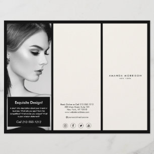 Prospectus 21,6 Cm X 24,94 Cm Boutique minimaliste de luxe Brochure noir/ivoire