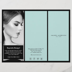 Prospectus 21,6 Cm X 24,94 Cm Boutique minimaliste de luxe Brochure noire/menthe