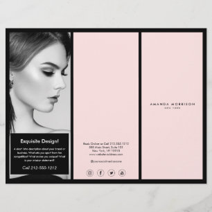 Prospectus 21,6 Cm X 24,94 Cm Boutique minimaliste de luxe Brochure noire/rose