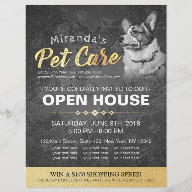 Prospectus 21,6 Cm X 24,94 Cm Boutique pour animaux de compagnie Open House Pein (Devant)