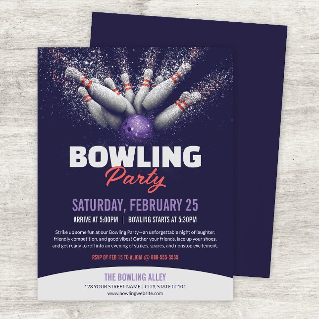 Prospectus 21,6 Cm X 24,94 Cm Bowling Party Event Flyer Template (Créateur téléchargé)