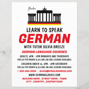 Prospectus 21,6 Cm X 24,94 Cm Brandenburg Gate, German Language Course Advert
