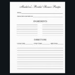 Prospectus 21,6 Cm X 24,94 Cm Bridal Shower Recipe Sheet for Binders<br><div class="desc">Bridal Shower Recipe Sheet for Binders</div>