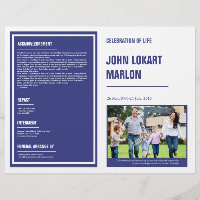 Prospectus 21,6 Cm X 24,94 Cm Brochure du programme funéraire imprimable (Devant)
