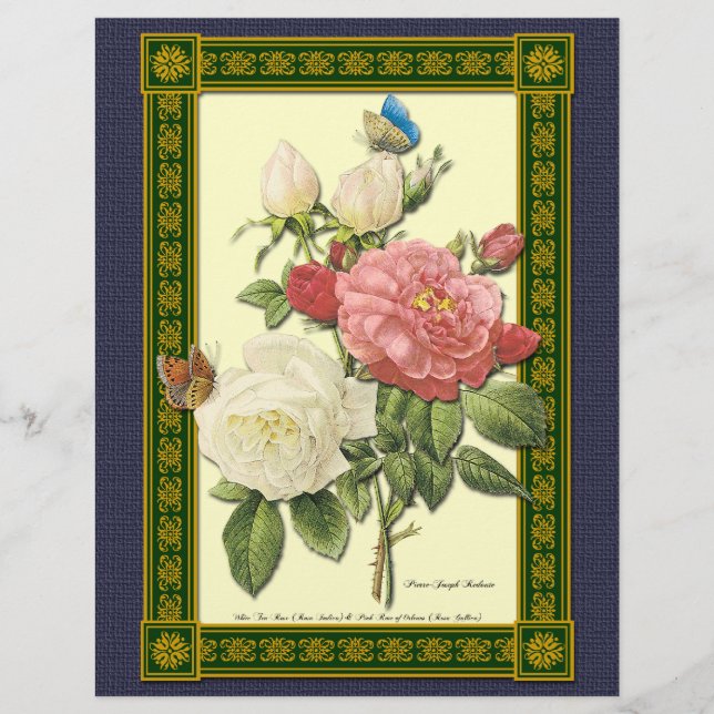 Prospectus 21,6 Cm X 24,94 Cm Brochure personnalisée Roses blanches rouges botan (Devant)