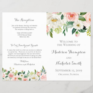 Prospectus 21,6 Cm X 24,94 Cm Brochures du programme de mariage rose et blanc au