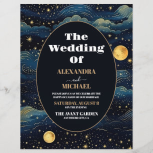 Prospectus 21,6 Cm X 24,94 Cm Budget Céleste Midnight Blue Stars Moon Mariage