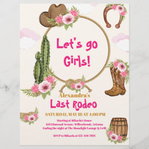 Prospectus 21,6 Cm X 24,94 Cm Budget Dernière Cowgirl Rodeo Fête de Mariage