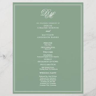 Prospectus 21,6 Cm X 24,94 Cm Budget Wedding Program in Basil Green