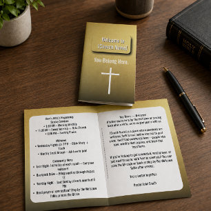 Prospectus 21,6 Cm X 24,94 Cm Bulletin d'église contemporain Or Moderne
