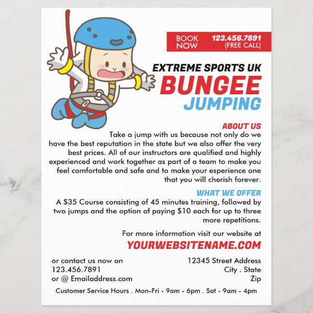 Prospectus 21,6 Cm X 24,94 Cm Bunjee Cartoon - Bungee Jumping Course Publicité (Devant)