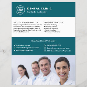 Prospectus 21,6 Cm X 24,94 Cm Bureau de dentiste Logo personnalisé Photo QR Sarc