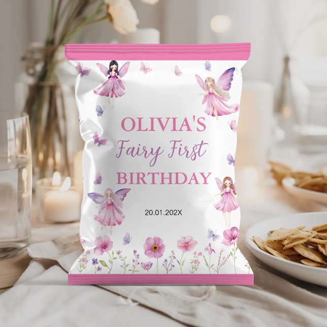 Prospectus 21,6 Cm X 24,94 Cm Butterfly Fairy First Birthday Chip Bag Wrapper (Créateur téléchargé)