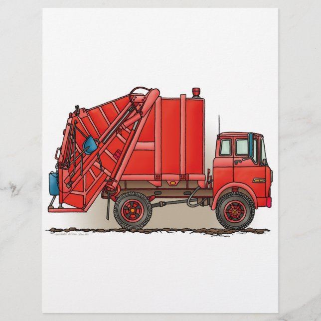Prospectus 21,6 Cm X 24,94 Cm Camion à ordures rouges (Devant)