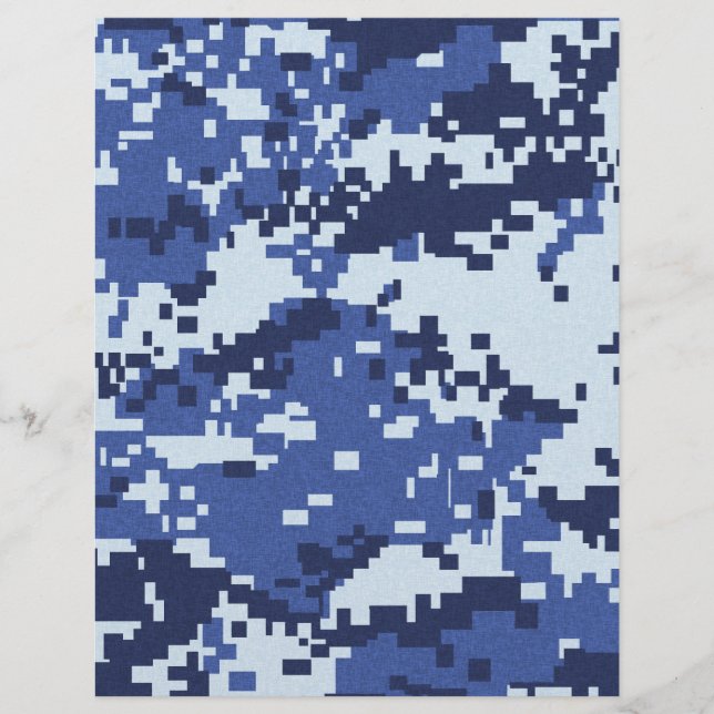 Prospectus 21,6 Cm X 24,94 Cm camo02 FOND MOTIF CAMOUFLAGE BLANC BLEUS (Devant)