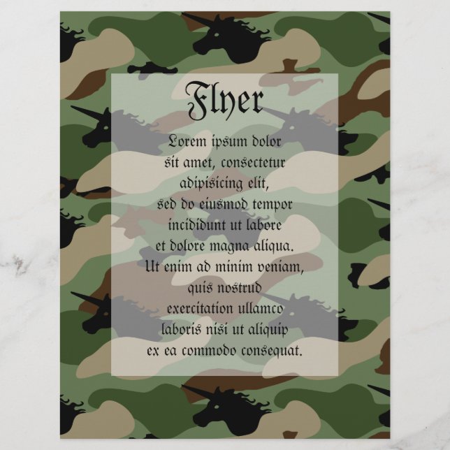 Prospectus 21,6 Cm X 24,94 Cm Camouflage Unicorne (Devant)