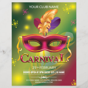Prospectus 21,6 Cm X 24,94 Cm Carnival Party Flyer