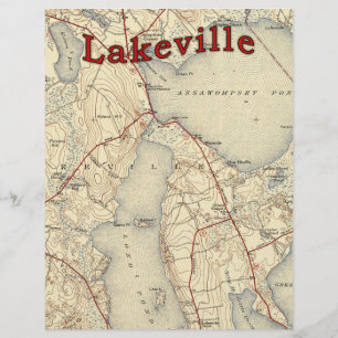 Prospectus 21,6 Cm X 24,94 Cm Carte ancienne de Lakeville Massachusetts