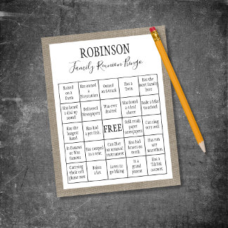 Prospectus 21,6 Cm X 24,94 Cm Carte de jeu Bingo personnalisable pour Reunion Fa
