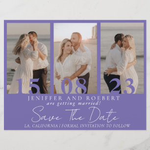 Prospectus 21,6 Cm X 24,94 Cm Carte de Save the Date Photo Collage Violet Modern