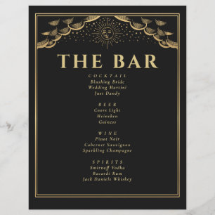 Prospectus 21,6 Cm X 24,94 Cm Carte de Tarot Soleil et Lune Menu de Bar de Maria