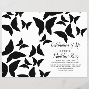 Prospectus 21,6 Cm X 24,94 Cm Célébration moderne de la vie Papillon Flyer noir