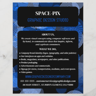 Prospectus 21,6 Cm X 24,94 Cm Cercles Graphiques Bleus, Graphic Designer publici