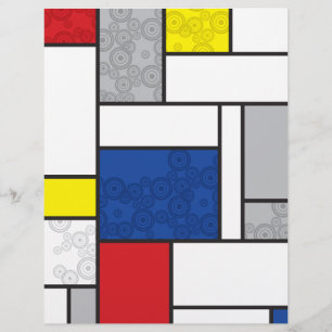 Prospectus 21,6 Cm X 24,94 Cm Cercles Rétro Mondrian Art Mod Minimaliste De Stij