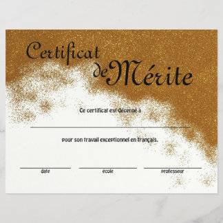 Prospectus 21,6 Cm X 24,94 Cm Certificat d'excellence générique de classe frança