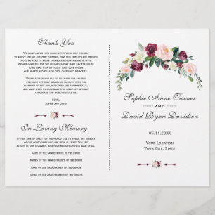 Prospectus 21,6 Cm X 24,94 Cm Charm Watercolor Blush Pink Floral Wedding Program