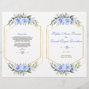 Prospectus 21,6 Cm X 24,94 Cm Charming Blue Floral Gold Frame Programme de maria