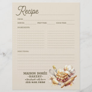 Prospectus 21,6 Cm X 24,94 Cm Chef Pâtissier Boulangerie Livre de Recettes Page 