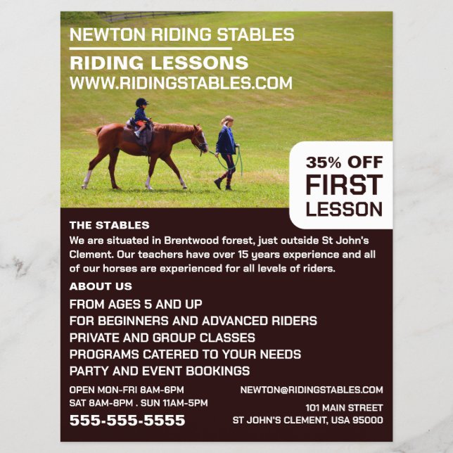 Prospectus 21,6 Cm X 24,94 Cm Cheval équitation Portrait, Instructeur d'équitati (Devant)